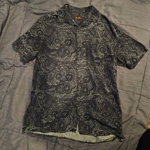 Tasso Elba Navy Paisley Casual Shirt